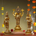 Brass Lord Balaji with Sri Devi and Bhudevi Idols Set Vedansh Craft