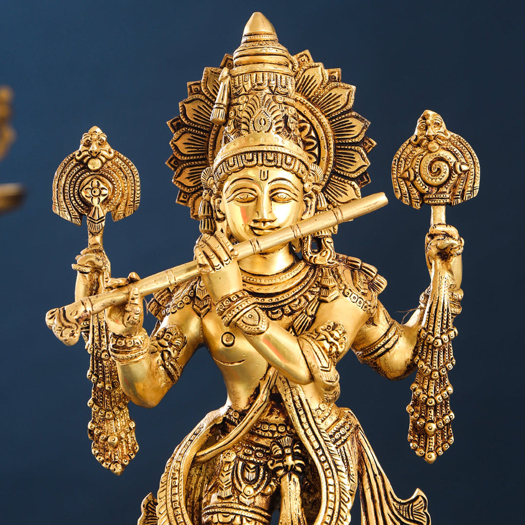 Brass Standing Krishna Statue (19.5 Inch) Vedansh Craft