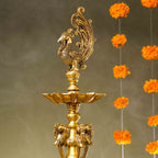 Brass Peacock Long Lamp (34 Inch) Vedansh Craft