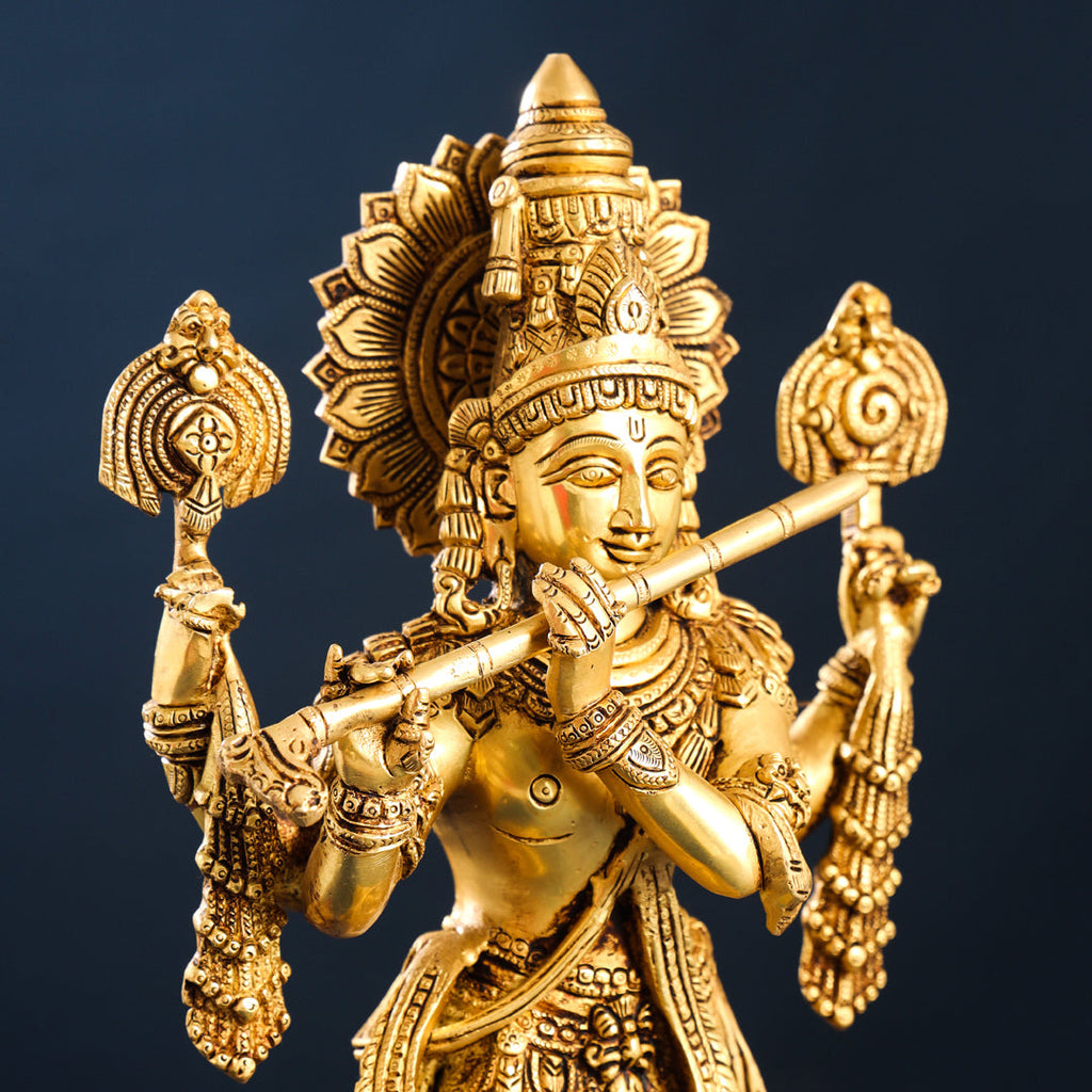 Brass Standing Krishna Statue (19.5 Inch) Vedansh Craft