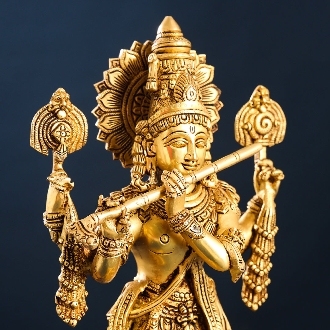 Brass Standing Krishna Statue (19.5 Inch) Vedansh Craft