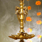 Brass Peacock Long Lamp (34 Inch) Vedansh Craft