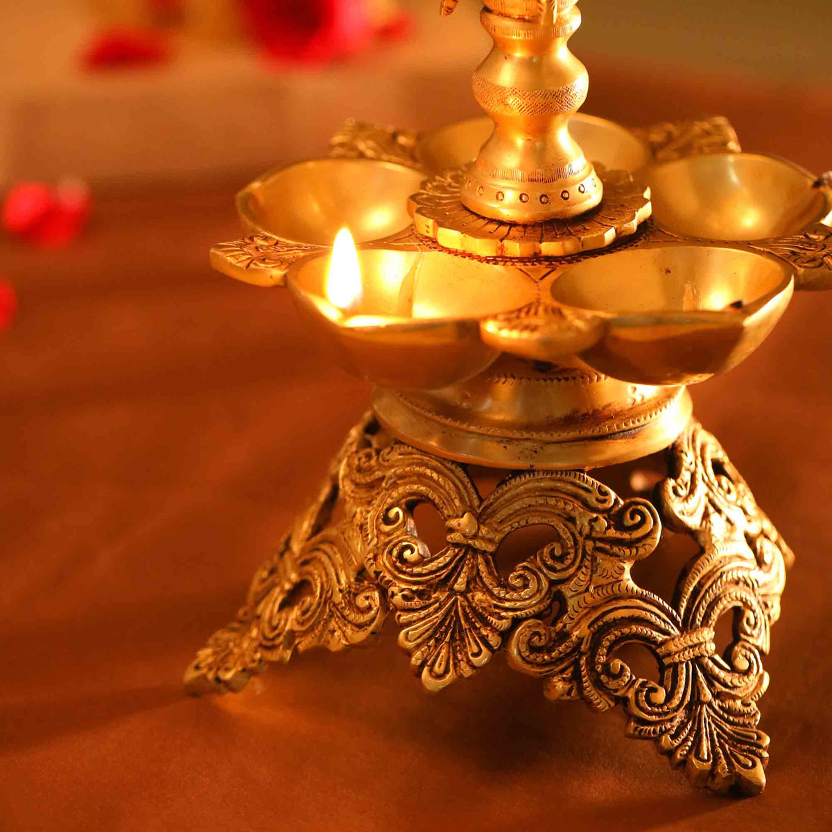 Brass Peacock Long Lamp (34 Inch) Vedansh Craft