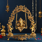Brass Superfine Sitting Ganesha On Swing/Jhula (18.5 Inch) Vedansh Craft