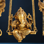 Brass Superfine Sitting Ganesha On Swing/Jhula (18.5 Inch) Vedansh Craft