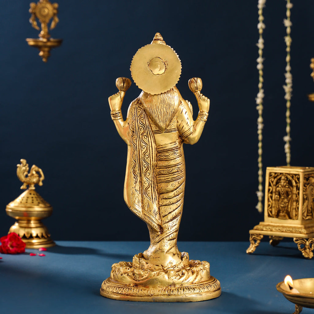 Brass Standing Goddess Lakshmi Idol (15 Inch) Vedansh Craft