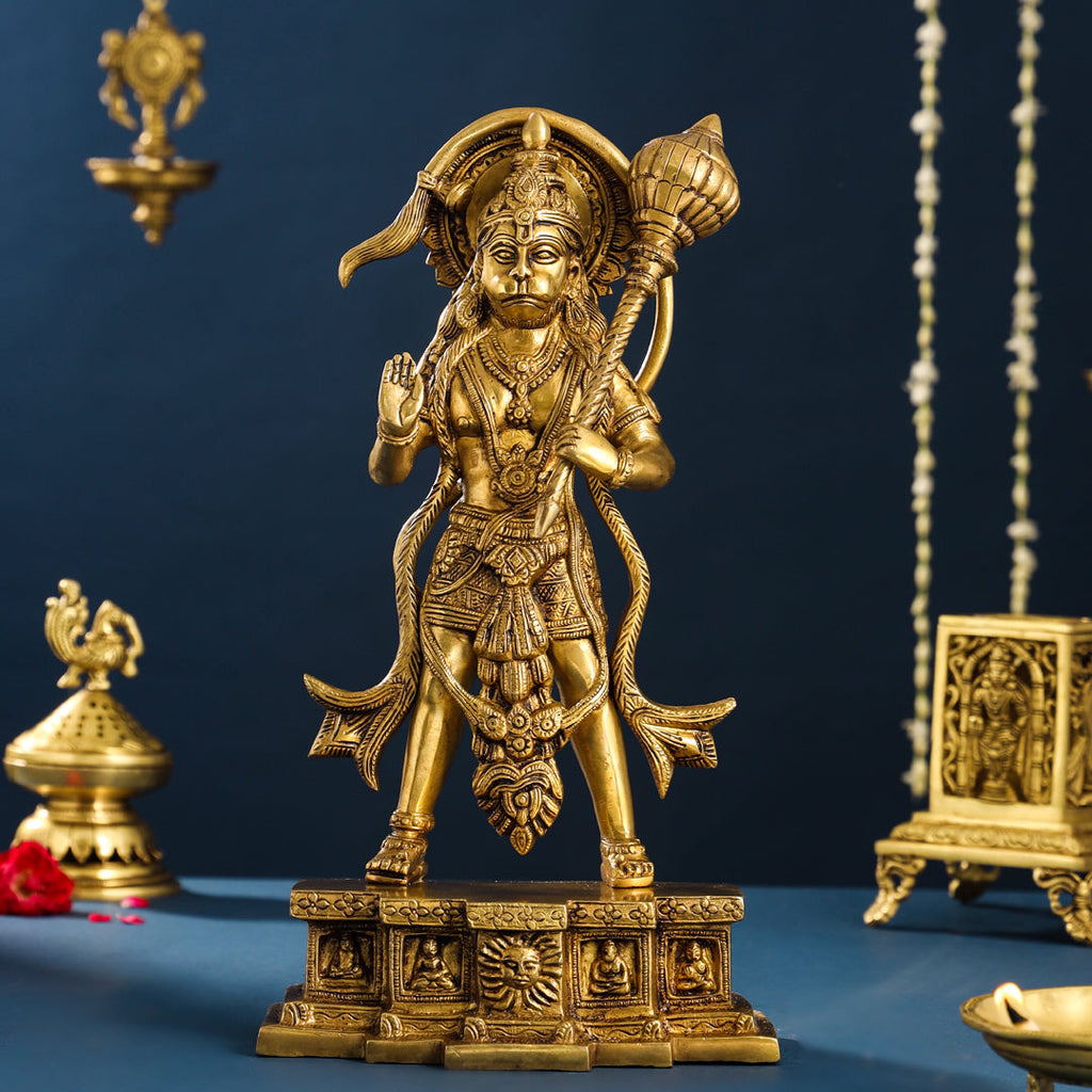 Brass Standing Hanuman Idol (15.5 Inch) Vedansh Craft