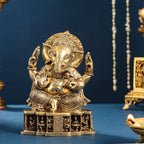 Brass Lord Sitting Ganesha Idol (8.7 Inch) Vedansh Craft