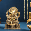 Brass Lord Sitting Ganesha Idol (8.7 Inch) Vedansh Craft