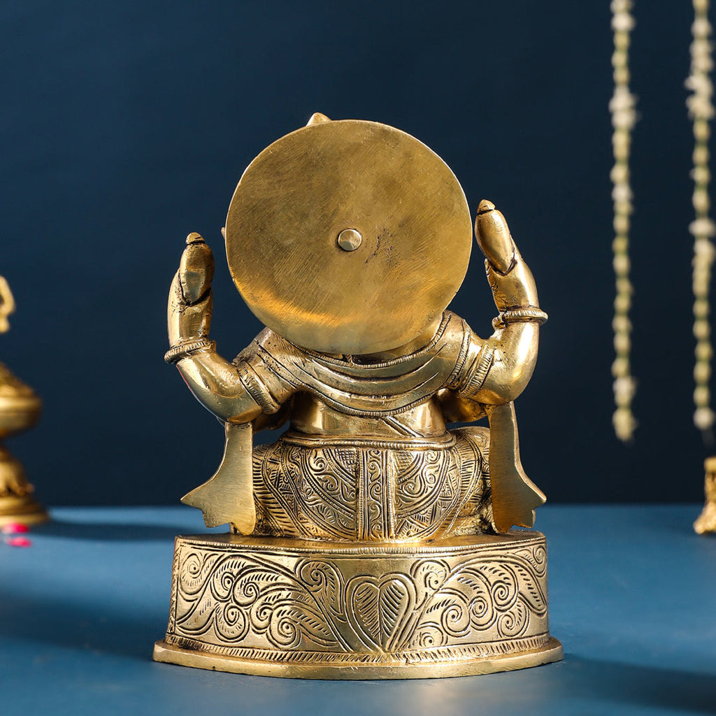 Brass Lord Sitting Ganesha Idol (8.7 Inch) Vedansh Craft