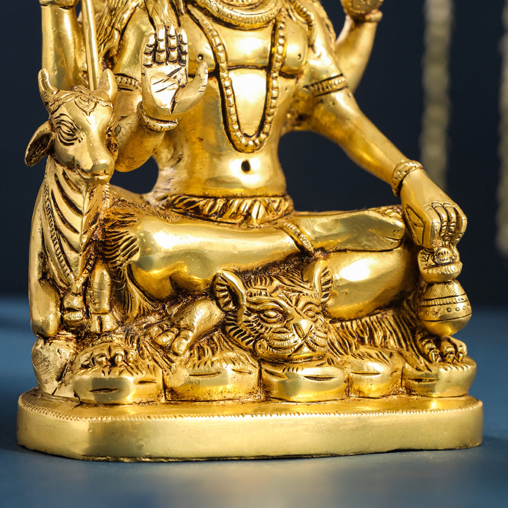Brass Sitting Shiva With Nandi Idol (9.5 Inch) Vedansh Craft