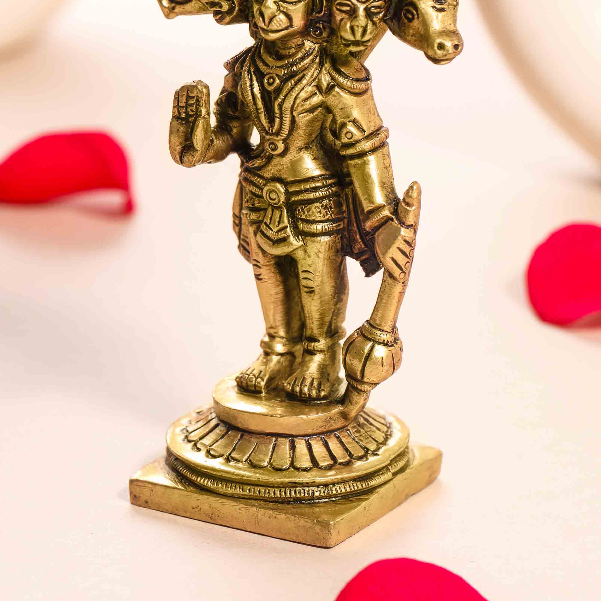 Brass Superfine Standing Panchmukhi Hanuman Idol (4.5 Inch) Vedansh Craft