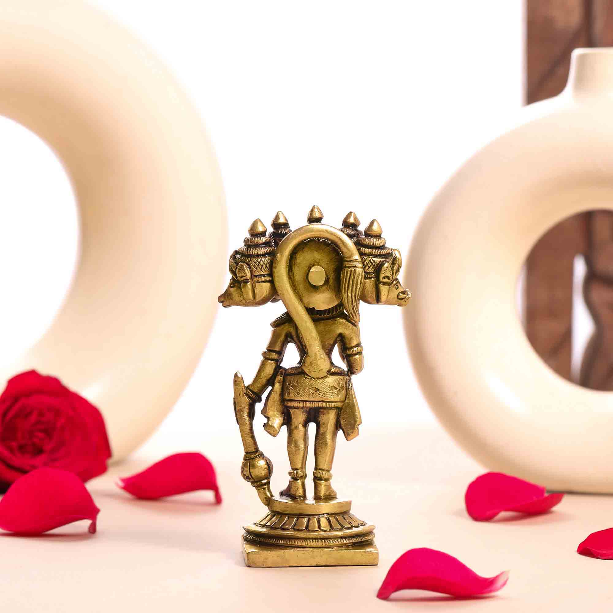 Brass Superfine Standing Panchmukhi Hanuman Idol (4.5 Inch) Vedansh Craft