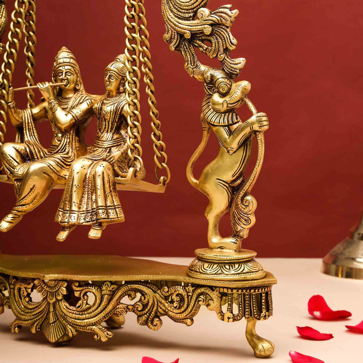 Brass Superfine Sitting Radha Krishna Jhula (18 Inch) Vedansh Craft