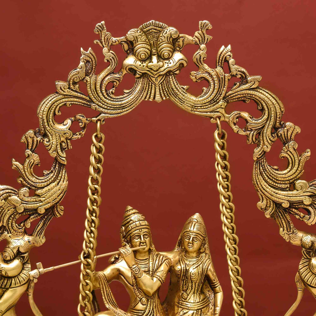 Brass Superfine Sitting Radha Krishna Jhula (18 Inch) Vedansh Craft