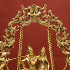 Brass Superfine Sitting Radha Krishna Jhula (18 Inch) Vedansh Craft
