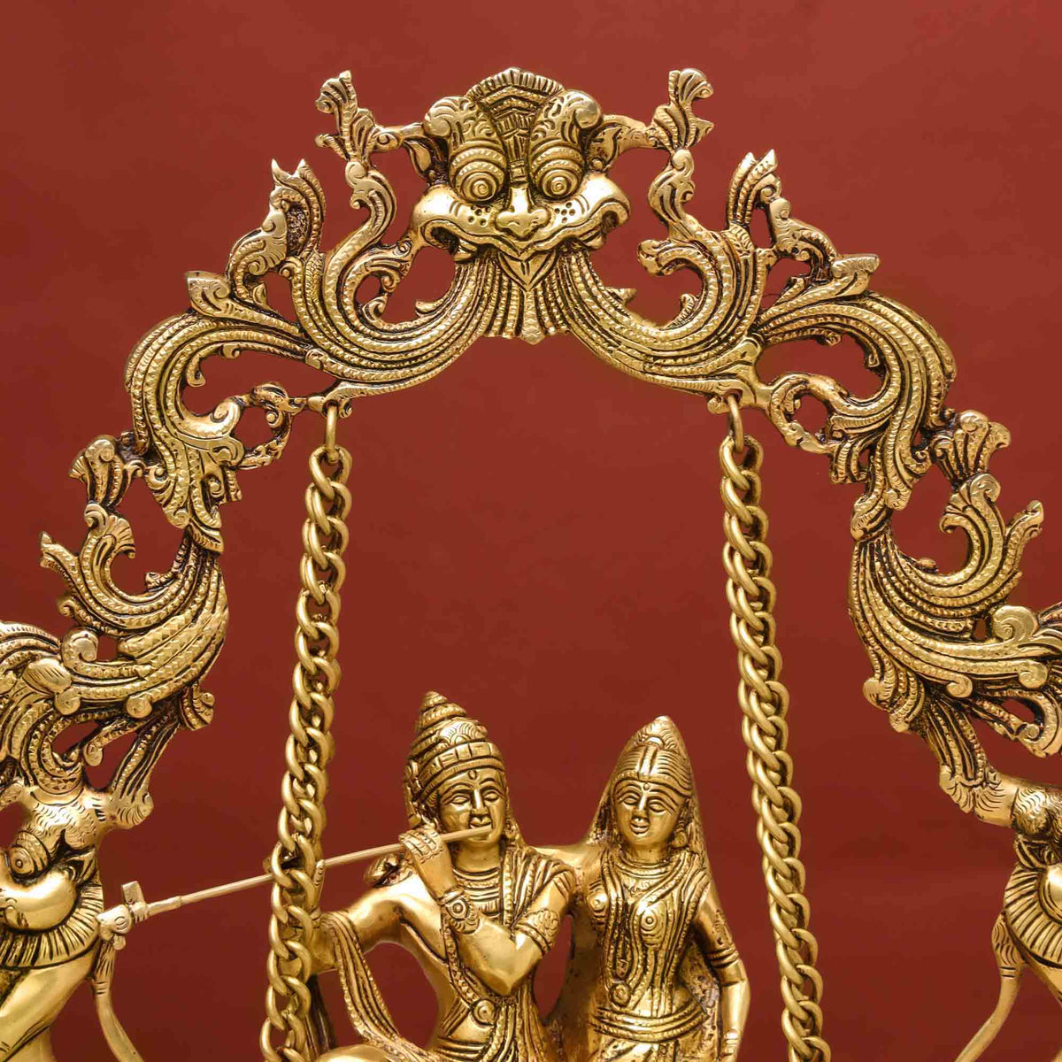 Brass Superfine Sitting Radha Krishna Jhula (18 Inch) Vedansh Craft