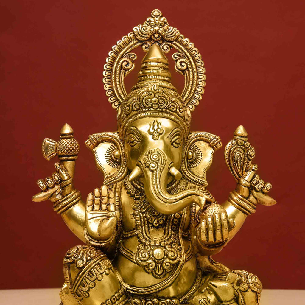 Brass Superfine Lord Sitting Ganesha Statue (14 Inch) Vedansh Craft