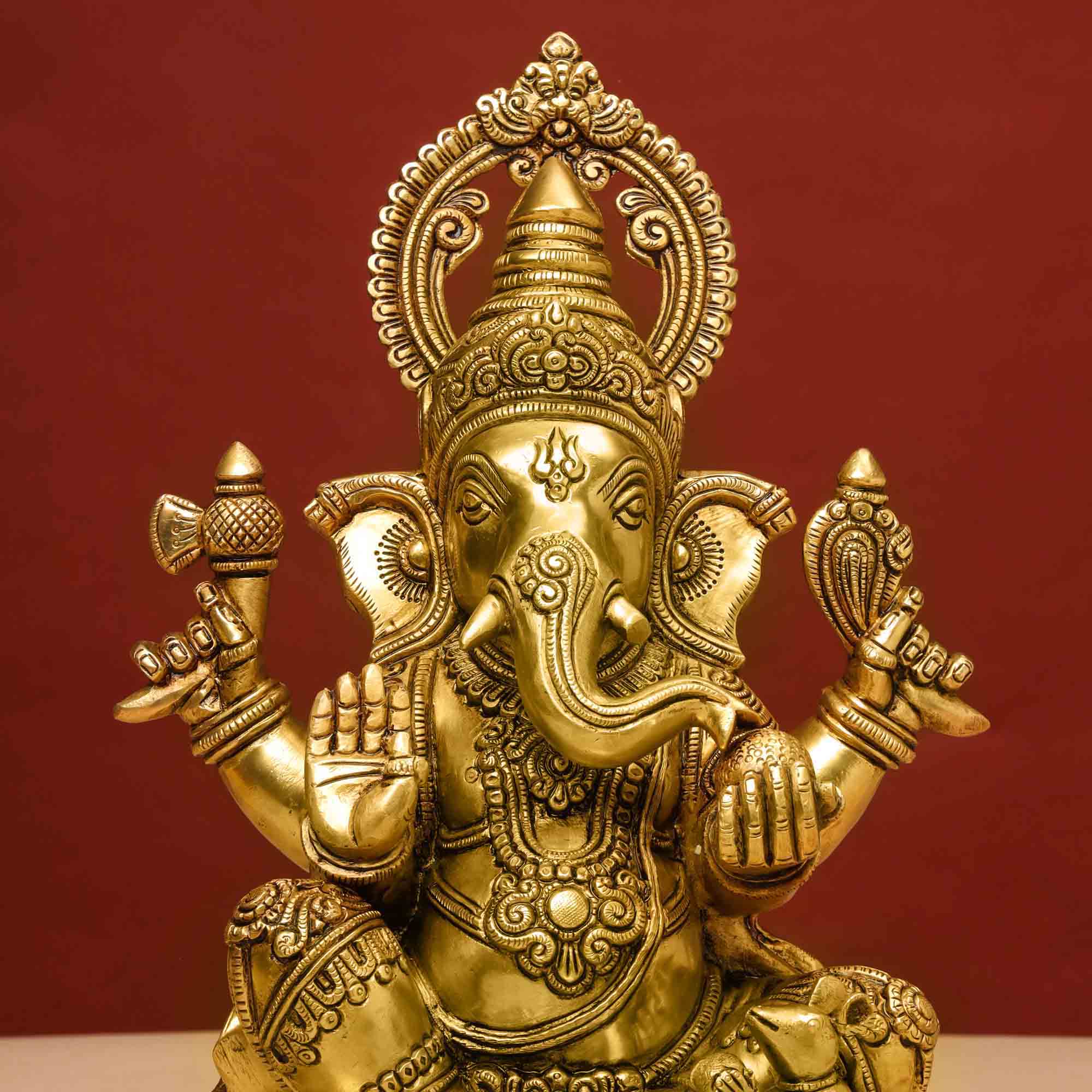 Brass Superfine Lord Sitting Ganesha Statue (14 Inch) Vedansh Craft