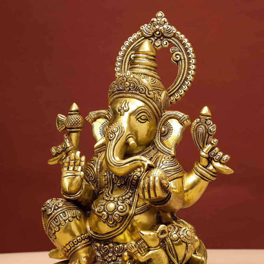 Brass Superfine Lord Sitting Ganesha Statue (14 Inch) Vedansh Craft