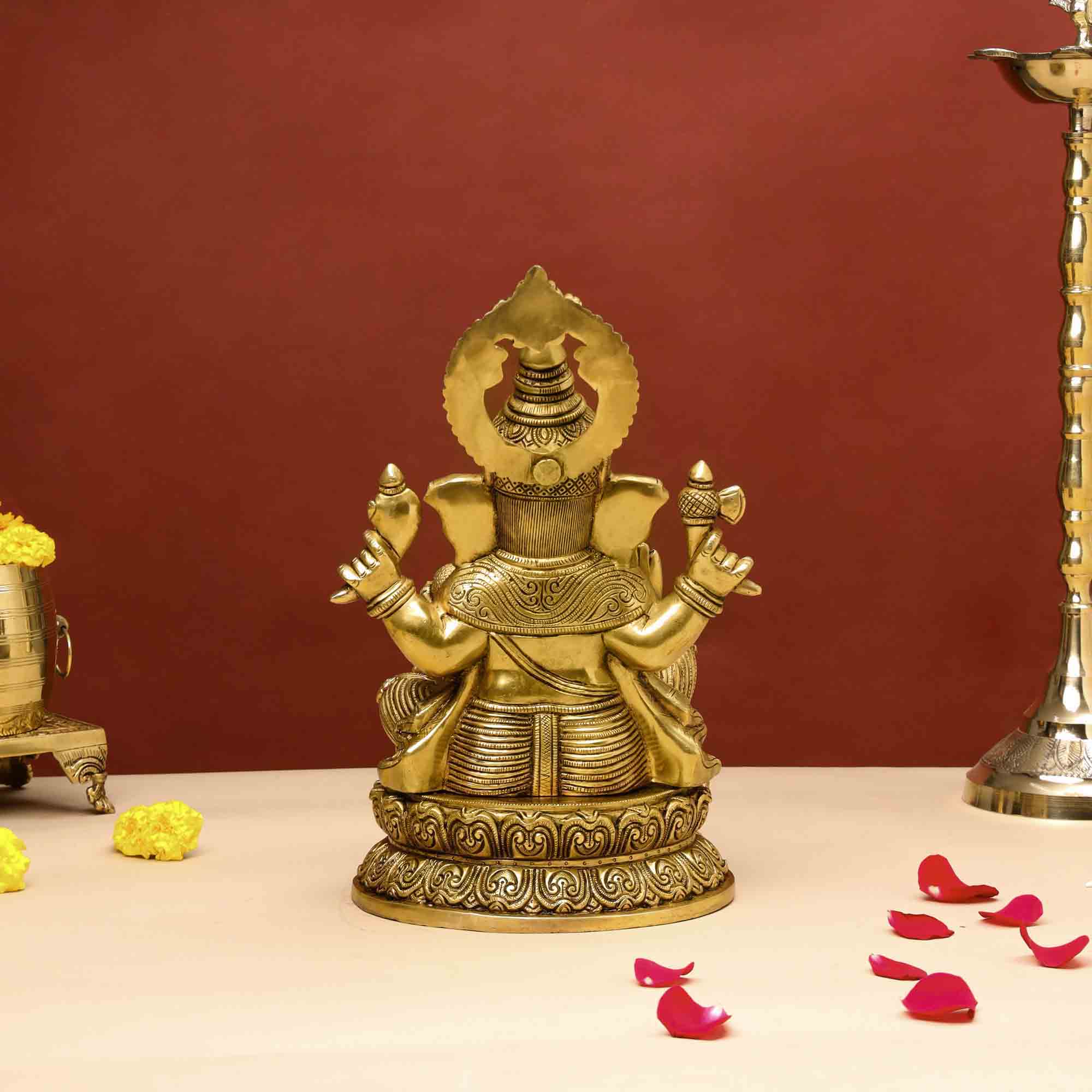 Brass Superfine Lord Sitting Ganesha Statue (14 Inch) Vedansh Craft