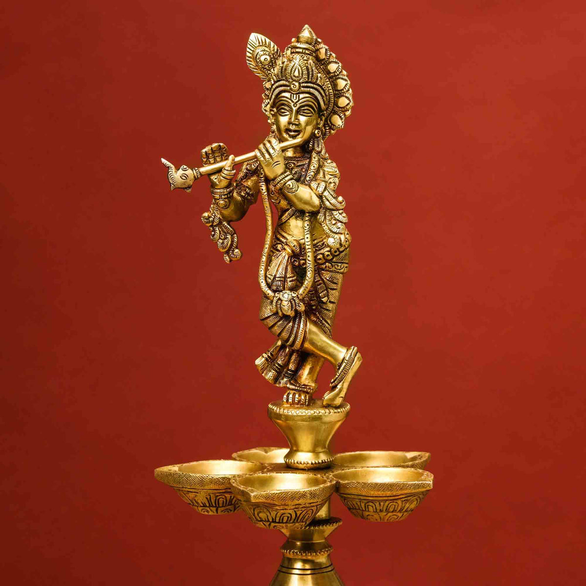 Brass Superfine Krishna Lamp (26 Inch) Vedansh Craft