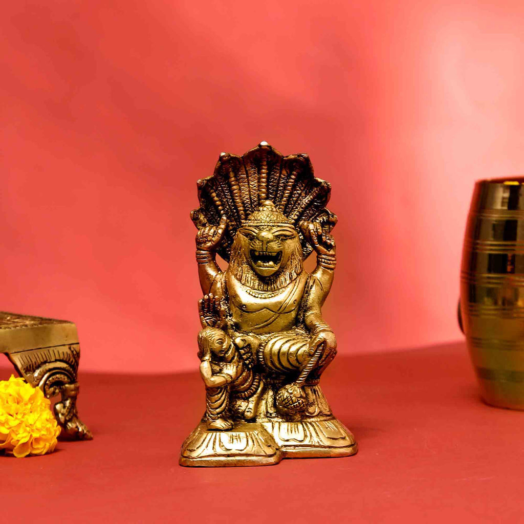 Brass God Narasimha Idol (5.5 Inch) Vedansh Craft