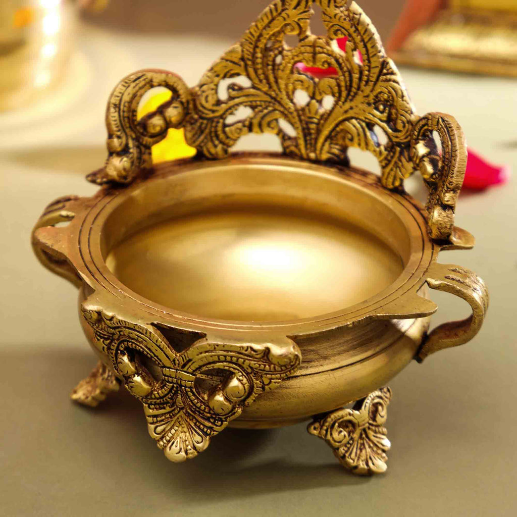 Brass Handcarved Urli Bowl (6.5 Inch) Vedansh Craft