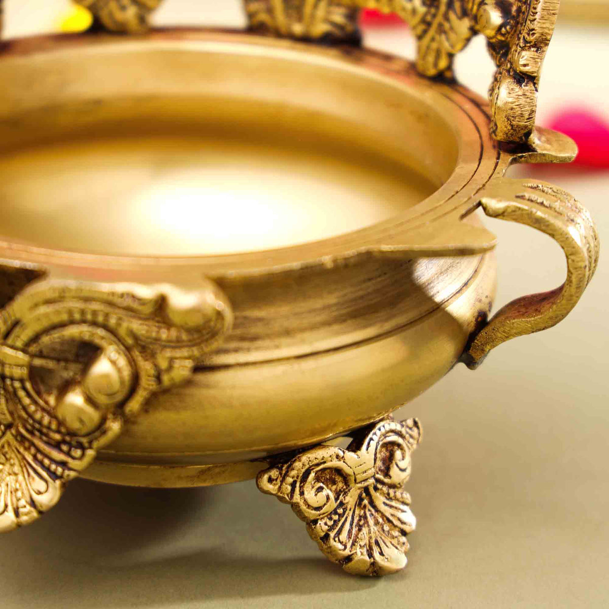 Brass Handcarved Urli Bowl (6.5 Inch) Vedansh Craft
