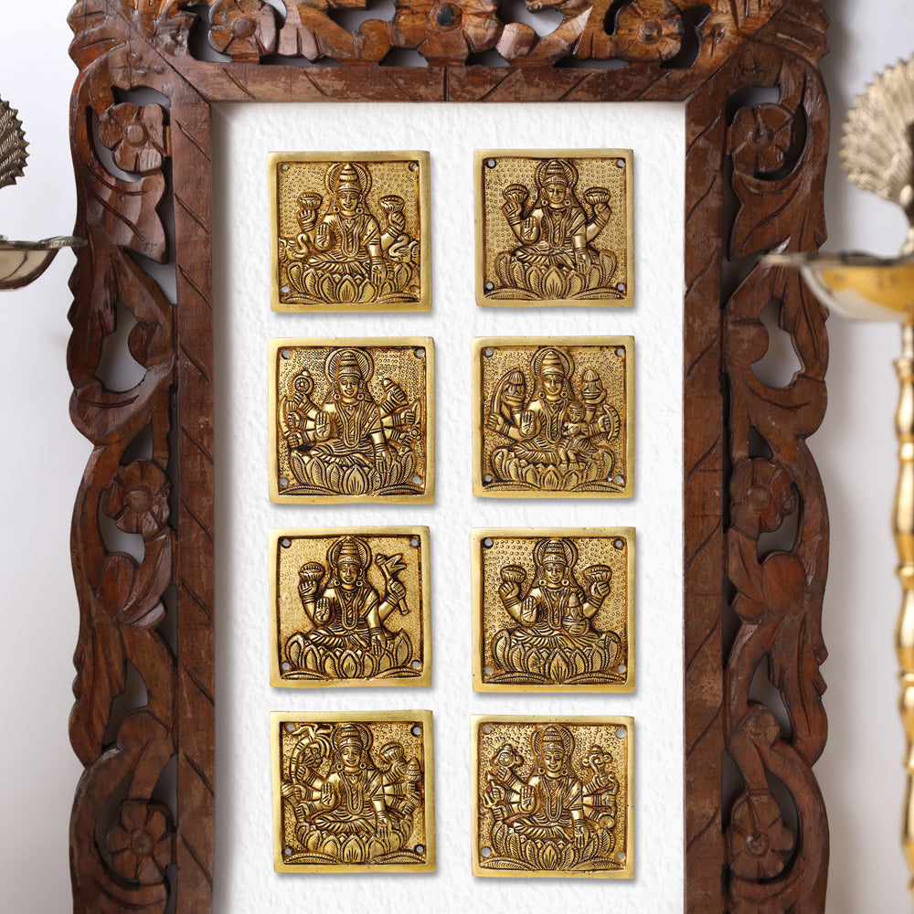 Brass Ashtalakshmi Hanging Plates Set (4 Inch) Vedansh Craft