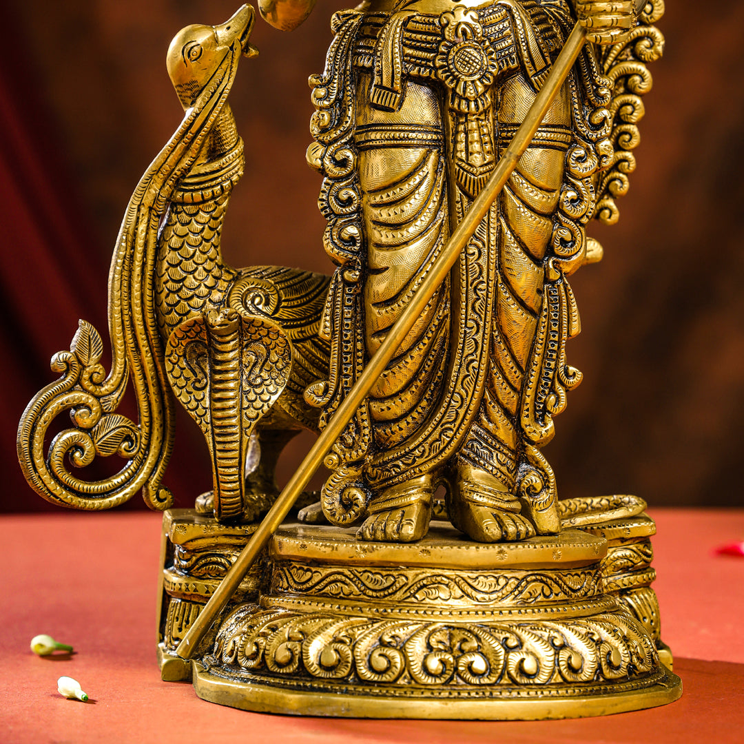 Brass Superfine Standing Lord Murugan/Kartikeya Idol (20 Inch) Vedansh Craft