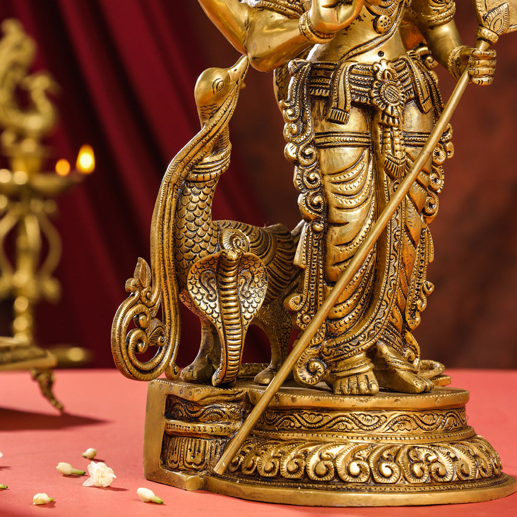 Brass Superfine Standing Lord Murugan/Kartikeya Idol (20 Inch) Vedansh Craft
