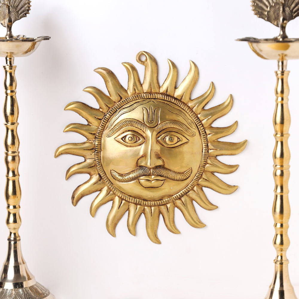 Brass Sun Face Wall Hanging (14.5 Inch) Vedansh Craft