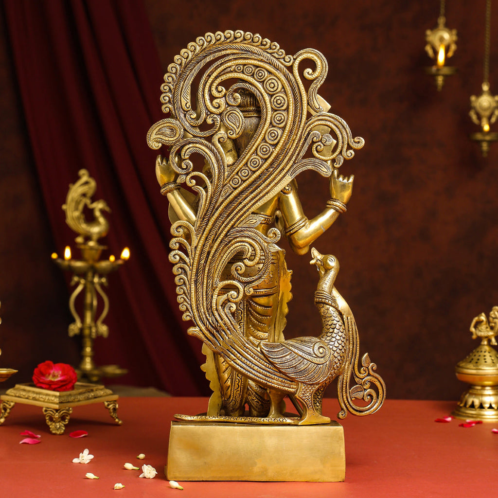 Brass Superfine Standing Lord Murugan/Kartikeya Idol (20 Inch) Vedansh Craft