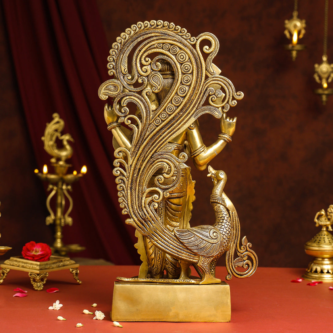Brass Superfine Standing Lord Murugan/Kartikeya Idol (20 Inch) Vedansh Craft