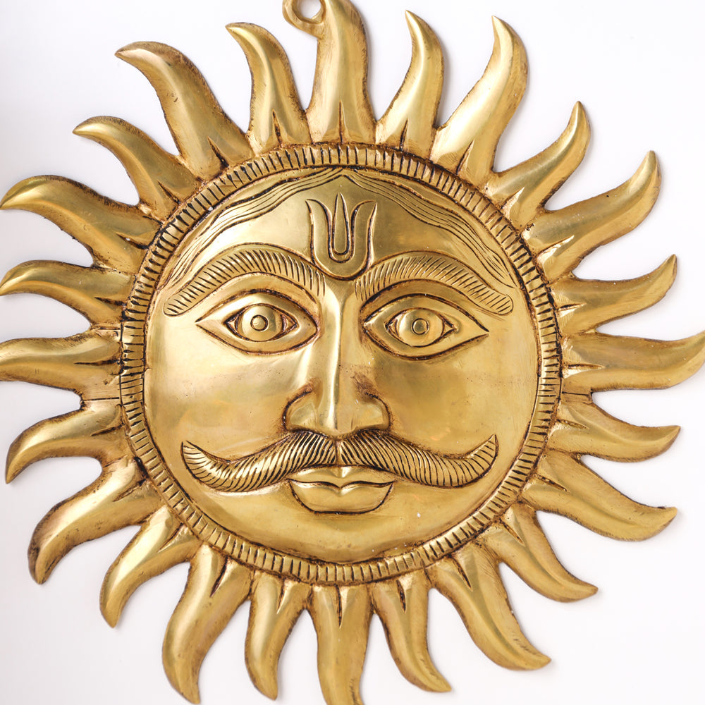 Brass Sun Face Wall Hanging (14.5 Inch) Vedansh Craft