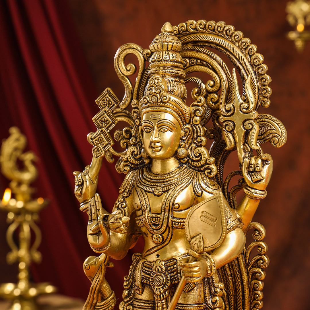 Brass Superfine Standing Lord Murugan/Kartikeya Idol (20 Inch) Vedansh Craft