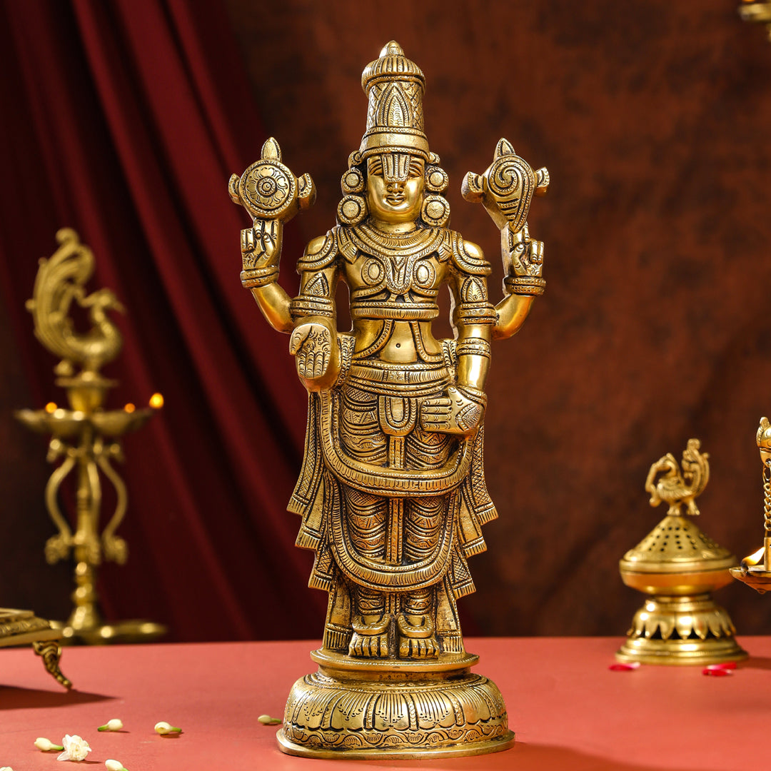 Brass Superfine Tirupati Balaji/Venkateshwar Idol Wall Hanging (17 Inch) Vedansh Craft