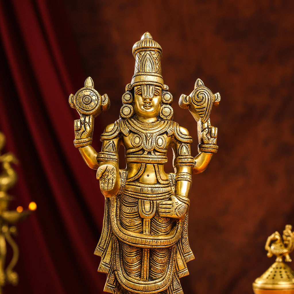 Brass Superfine Tirupati Balaji/Venkateshwar Idol Wall Hanging (17 Inch) Vedansh Craft