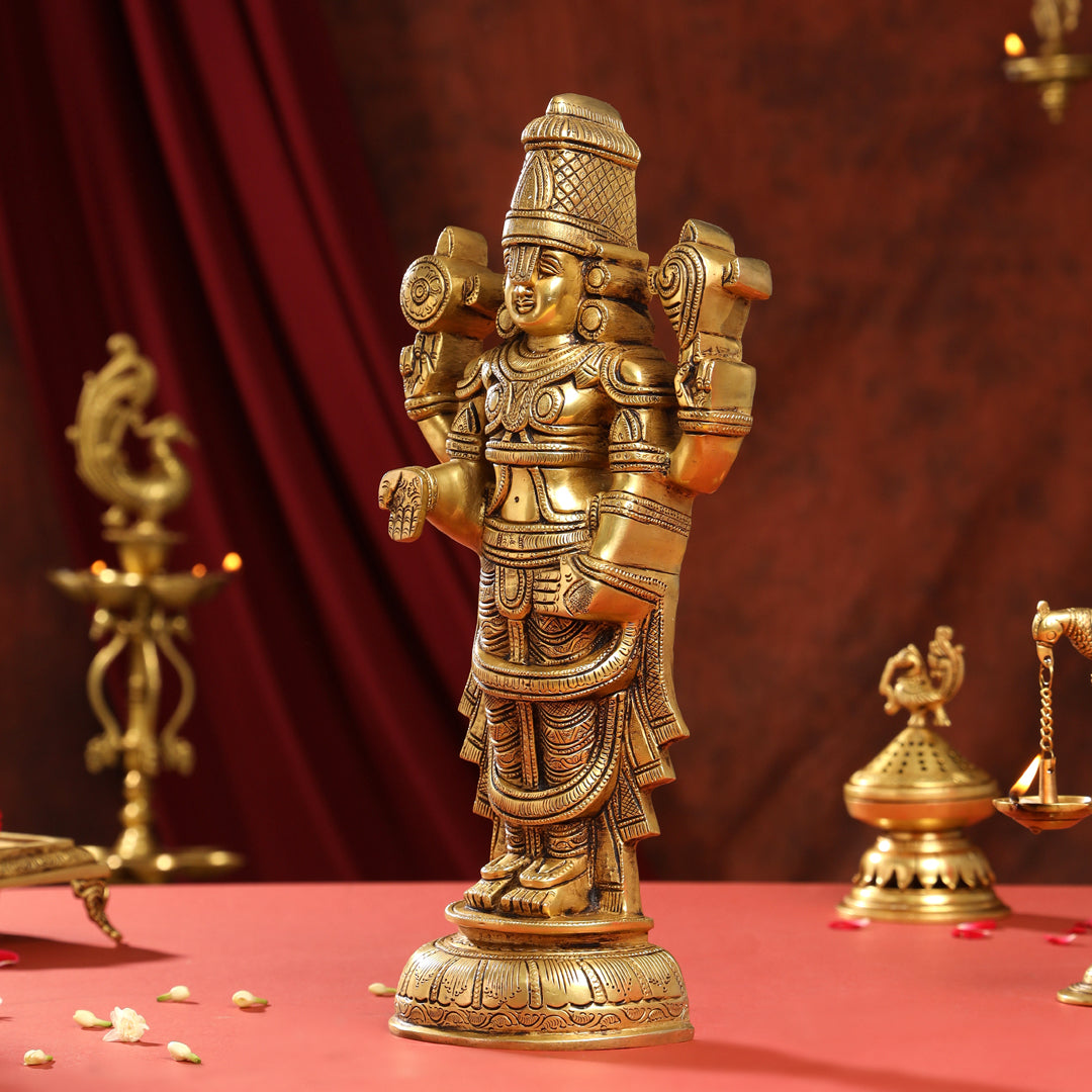 Brass Superfine Tirupati Balaji/Venkateshwar Idol Wall Hanging (17 Inch) Vedansh Craft