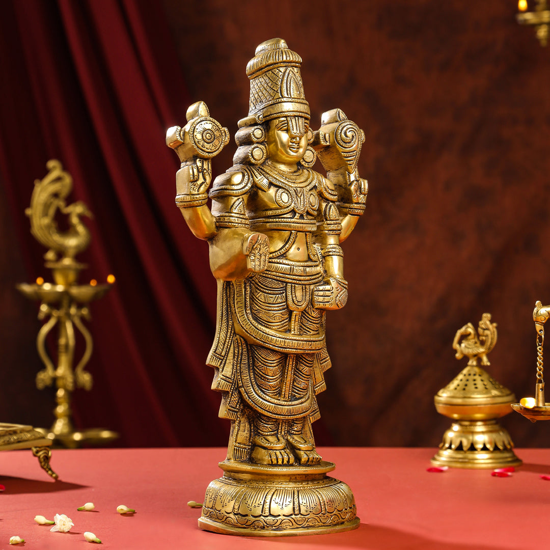 Brass Superfine Tirupati Balaji/Venkateshwar Idol Wall Hanging (17 Inch) Vedansh Craft