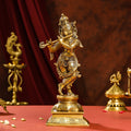 Brass Superfine Standing Lord Krishna Idol (15 Inch) Vedansh Craft