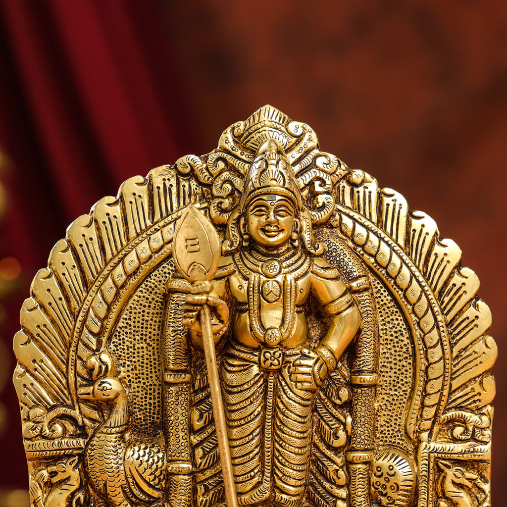 Brass Standing Lord Murugan/Kartikeya Idol (9.5 Inch) Vedansh Craft