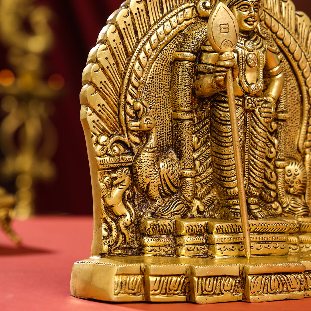Brass Standing Lord Murugan/Kartikeya Idol (9.5 Inch) Vedansh Craft