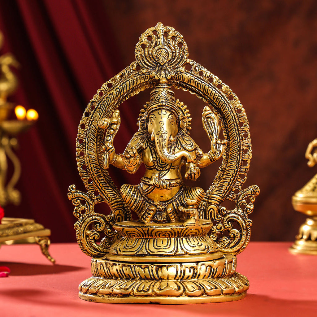 Brass Lord Sitting Ganesha Idol (11.2 Inch) Vedansh Craft