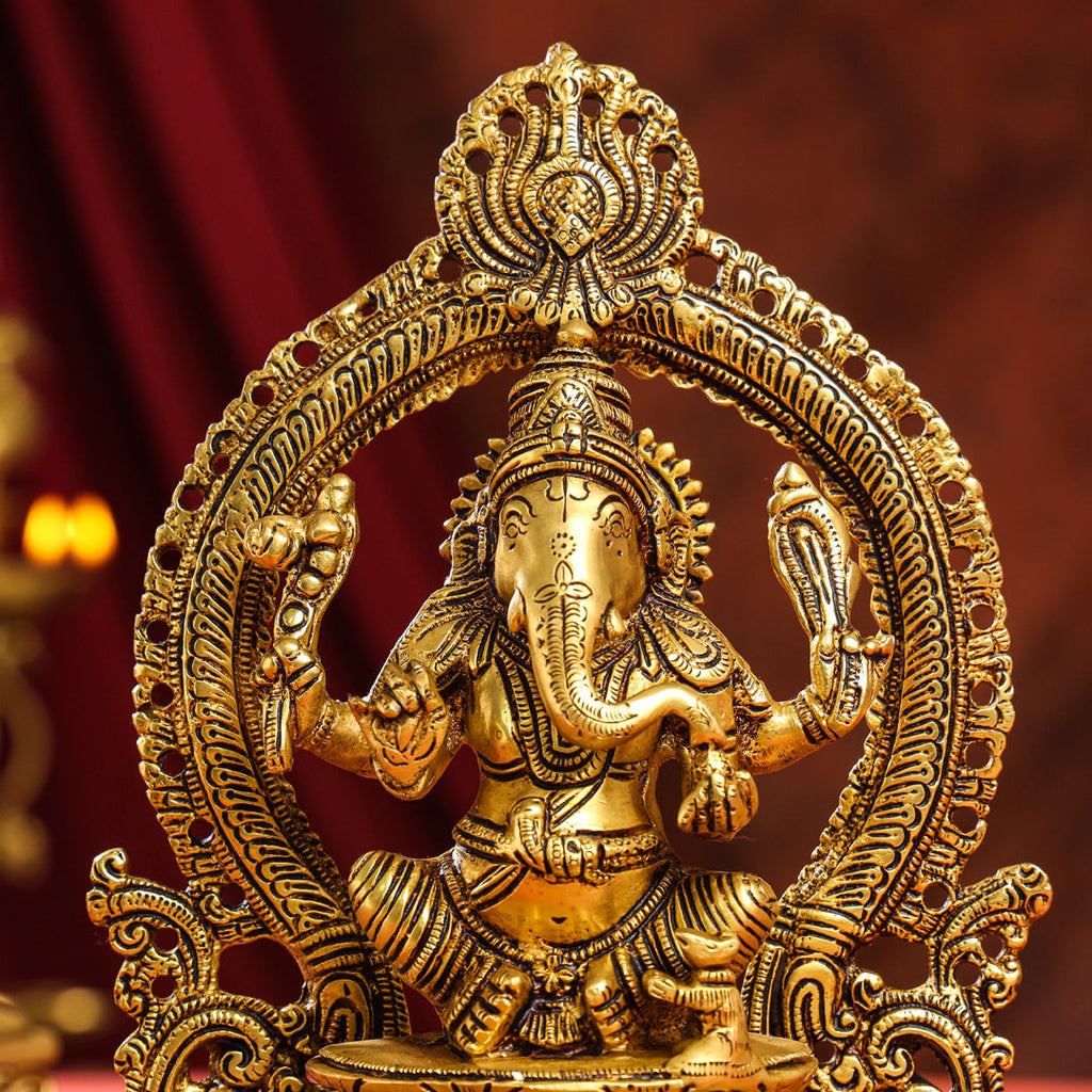 Brass Lord Sitting Ganesha Idol (11.2 Inch) Vedansh Craft