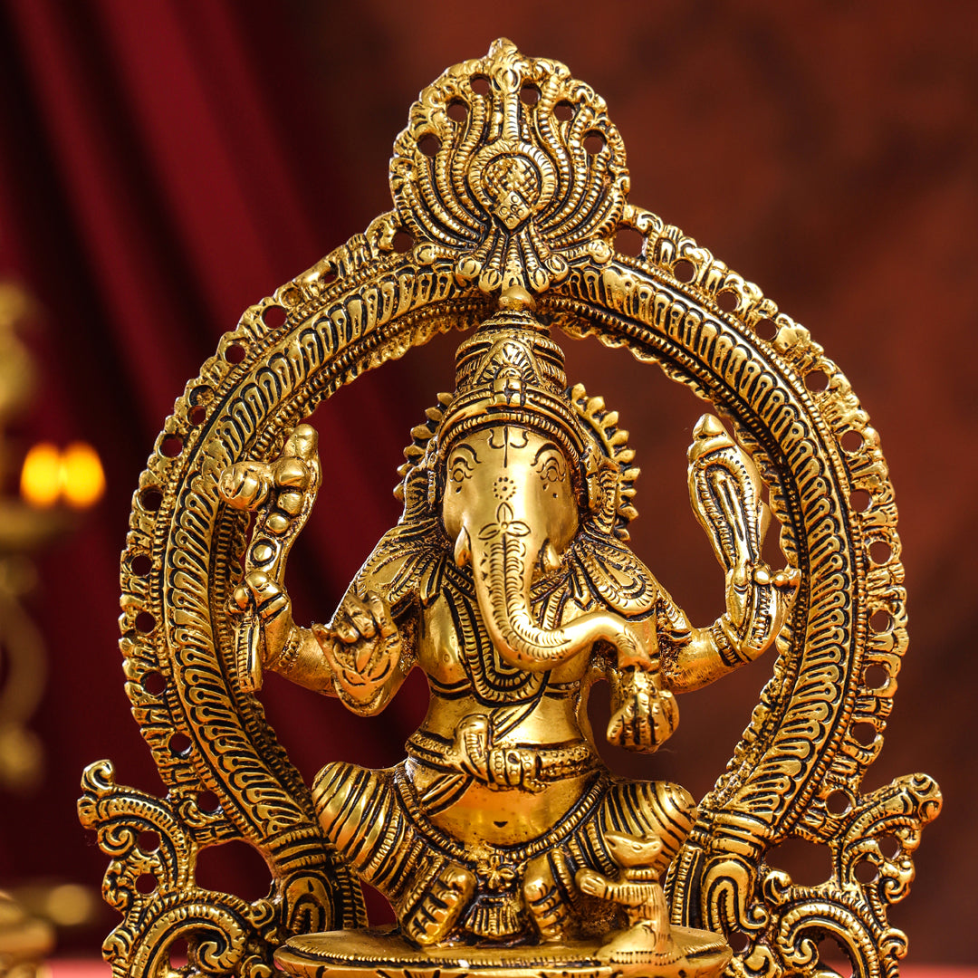 Brass Lord Sitting Ganesha Idol (11.2 Inch) Vedansh Craft