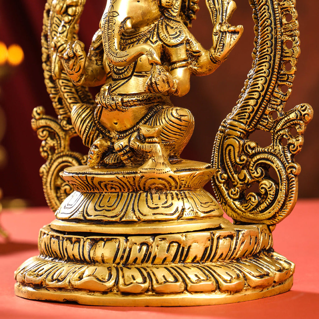 Brass Lord Sitting Ganesha Idol (11.2 Inch) Vedansh Craft