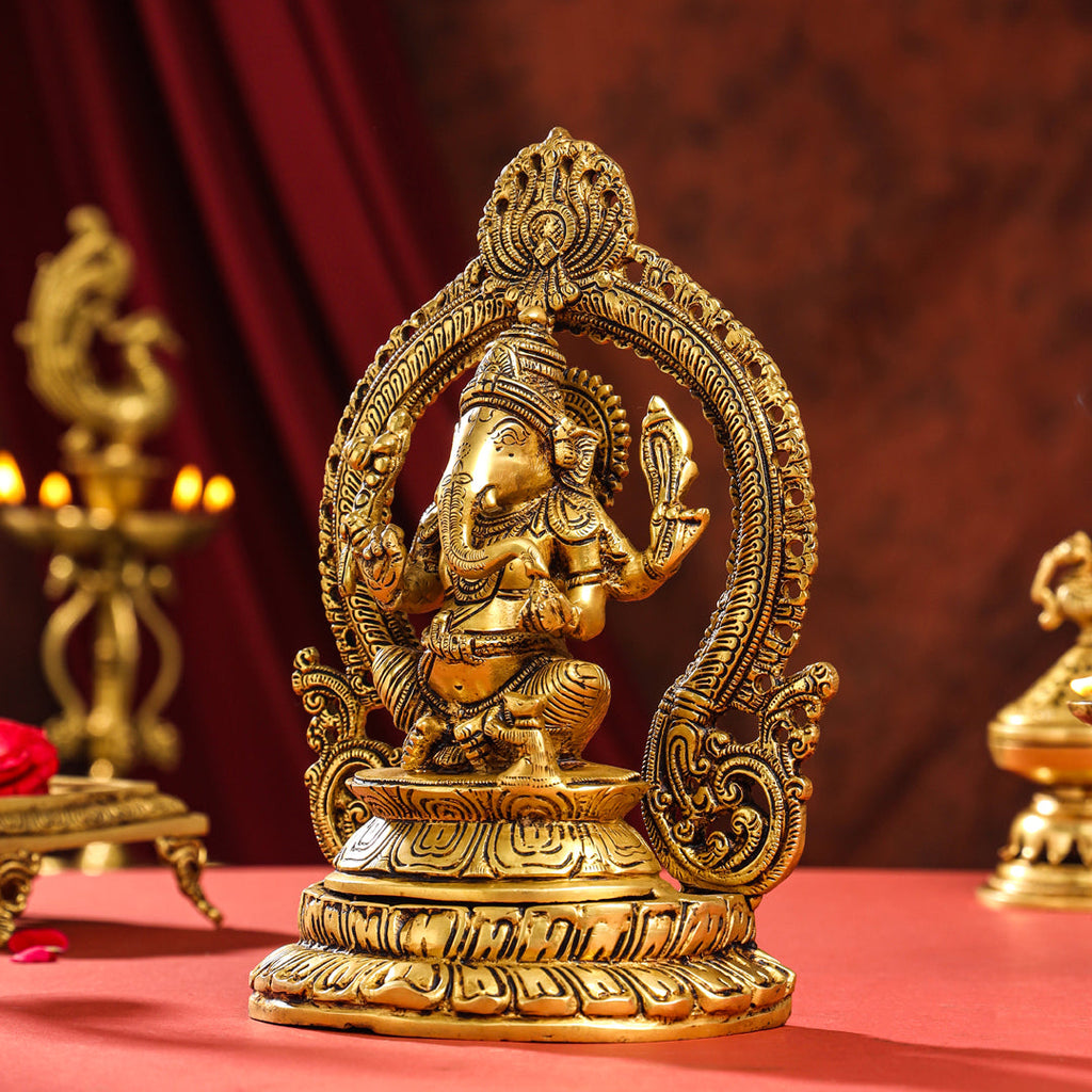 Brass Lord Sitting Ganesha Idol (11.2 Inch) Vedansh Craft