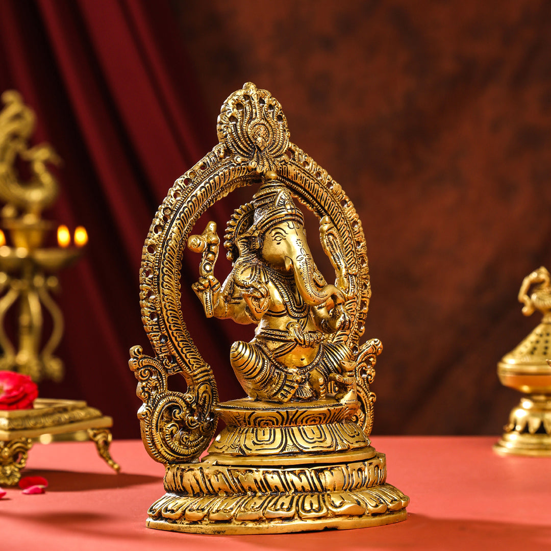 Brass Lord Sitting Ganesha Idol (11.2 Inch) Vedansh Craft